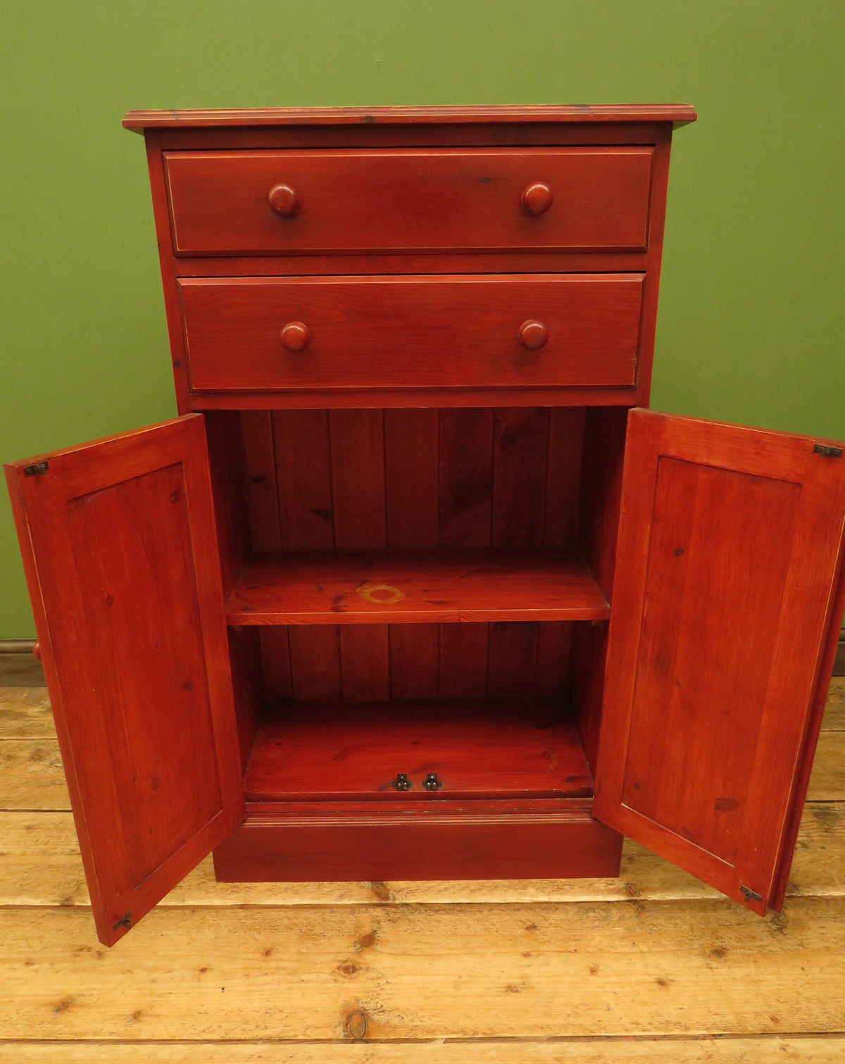 Small Red Pine Cabinet, Hallway, Kitchen or Bathroom Storage