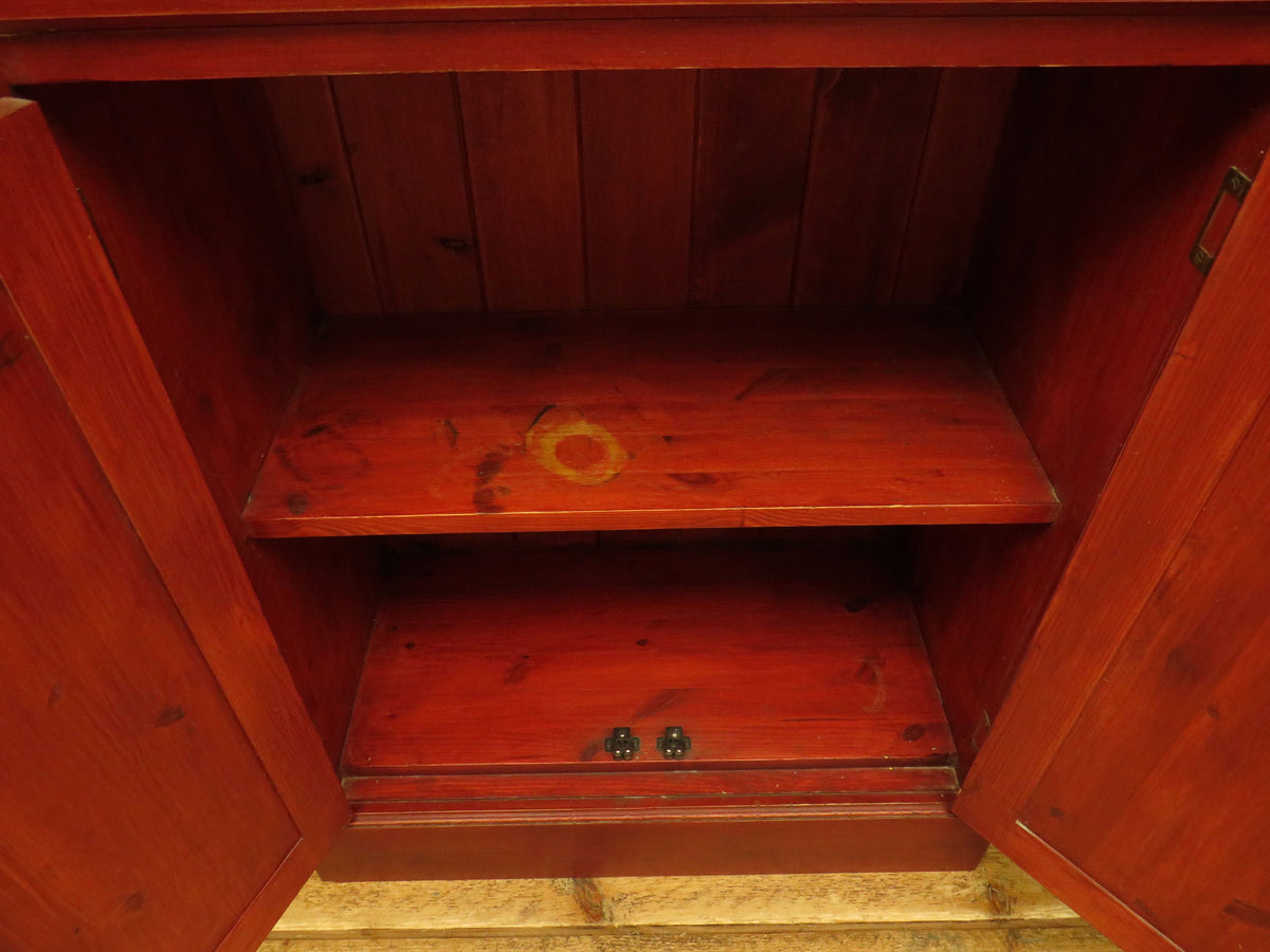 Small Red Pine Cabinet, Hallway, Kitchen or Bathroom Storage