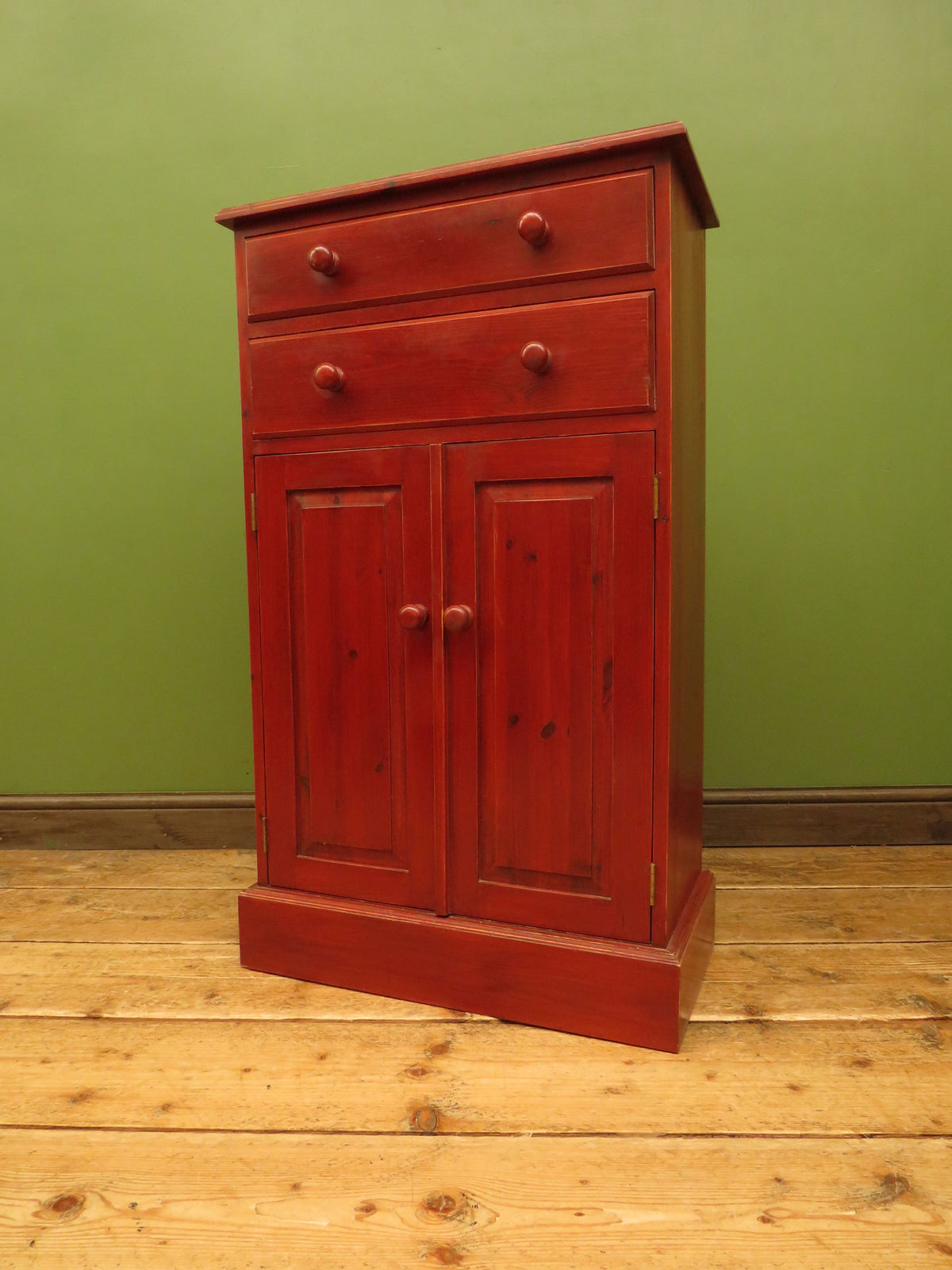 Small Red Pine Cabinet, Hallway, Kitchen or Bathroom Storage