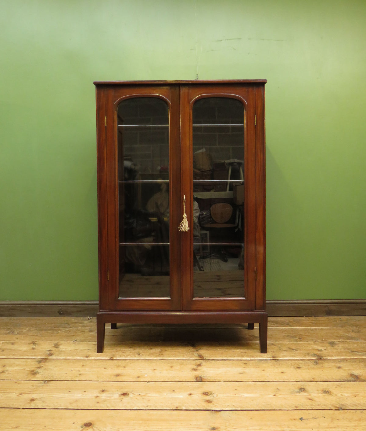 Antique Mahogany Glazed Library Bookcase Cabinet Country House