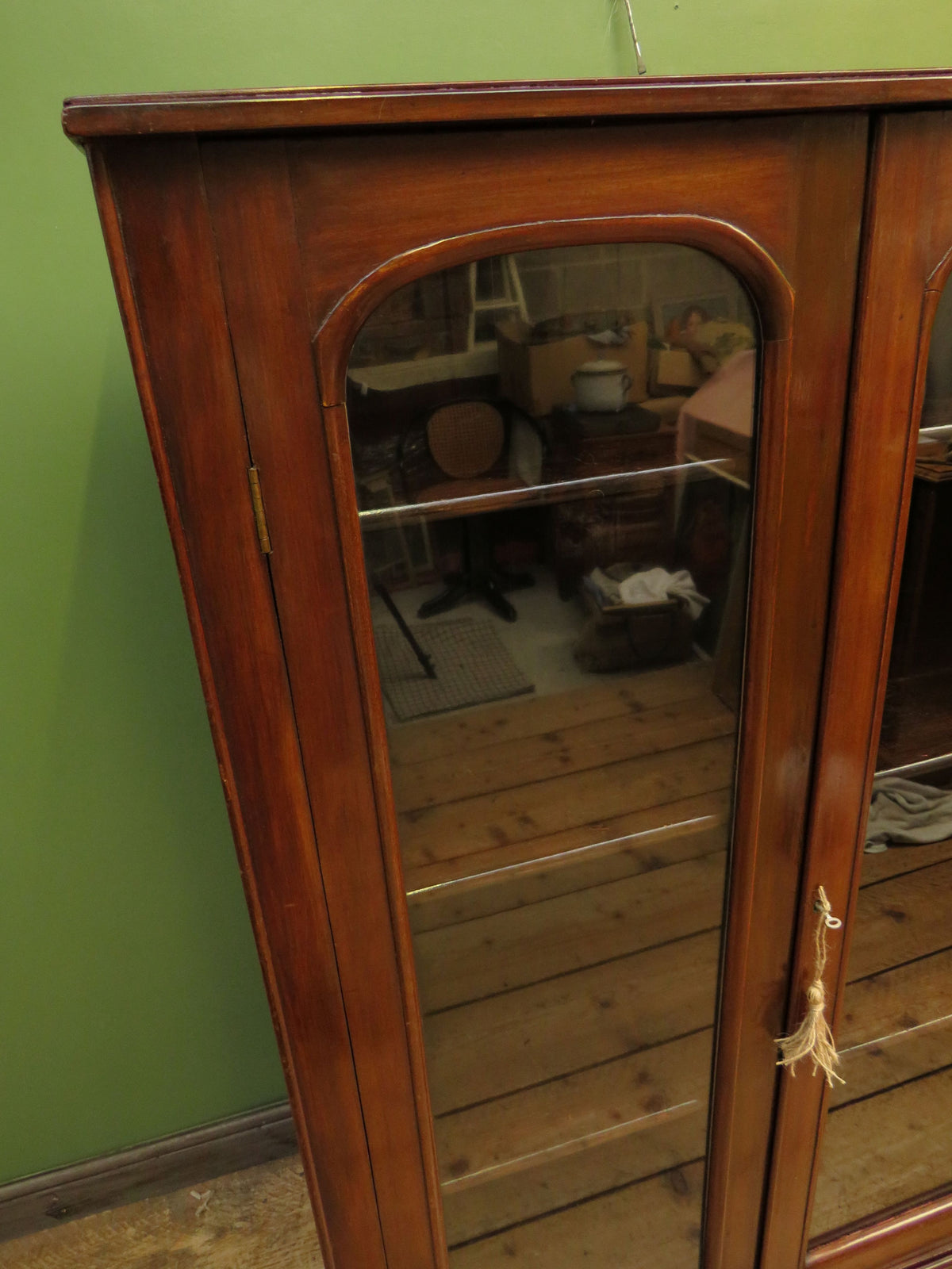Antique Mahogany Glazed Library Bookcase Cabinet Country House