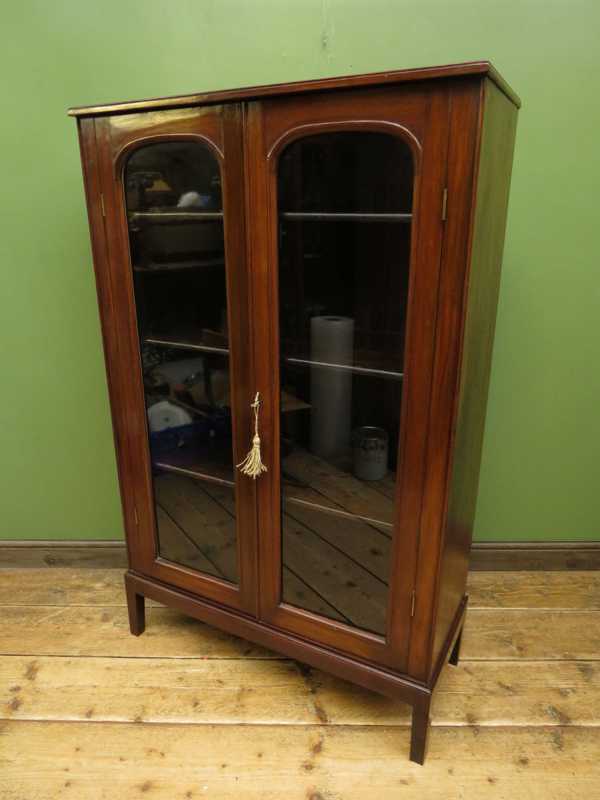 Antique Mahogany Glazed Library Bookcase Cabinet Country House