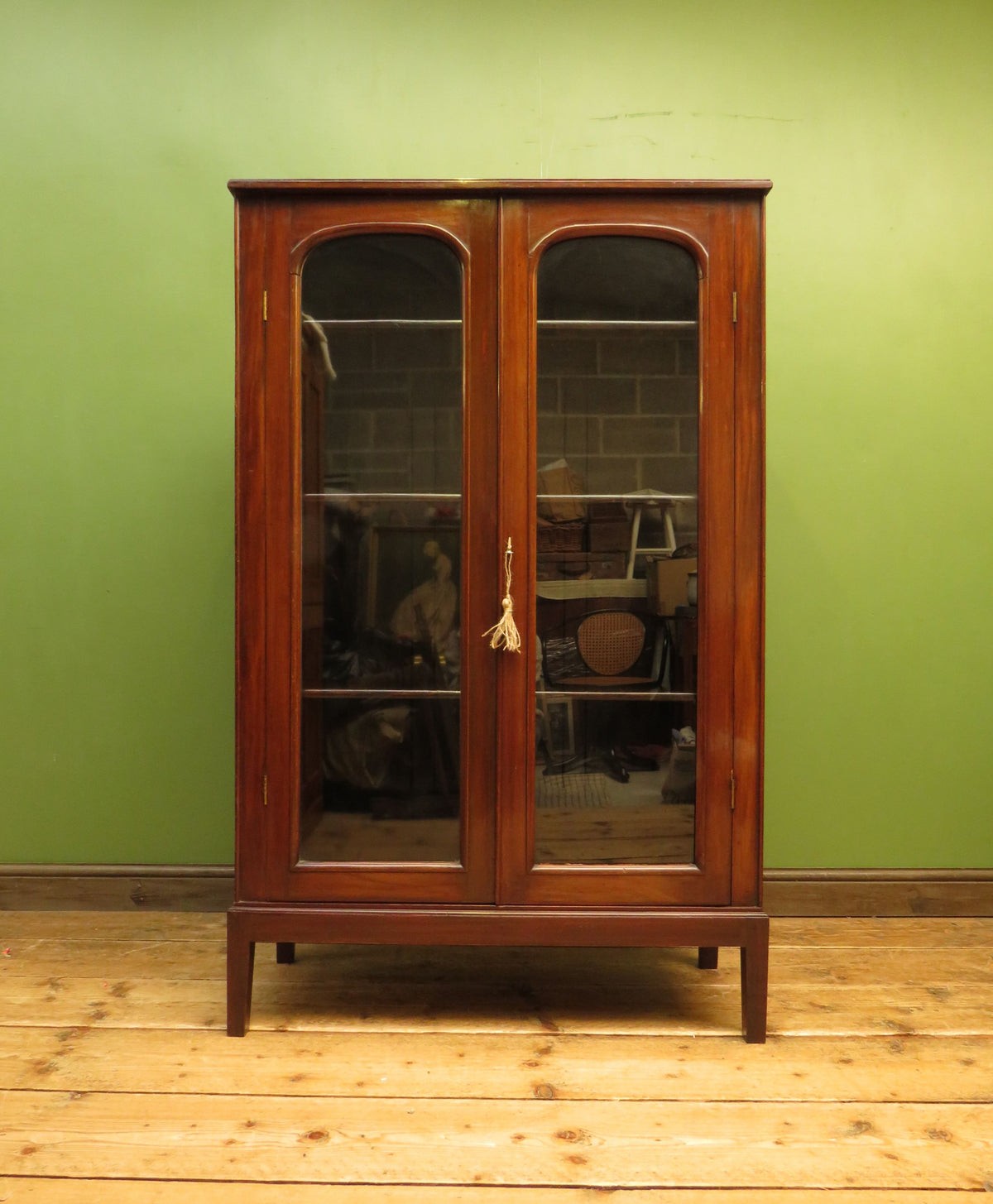 Antique Mahogany Glazed Library Bookcase Cabinet Country House