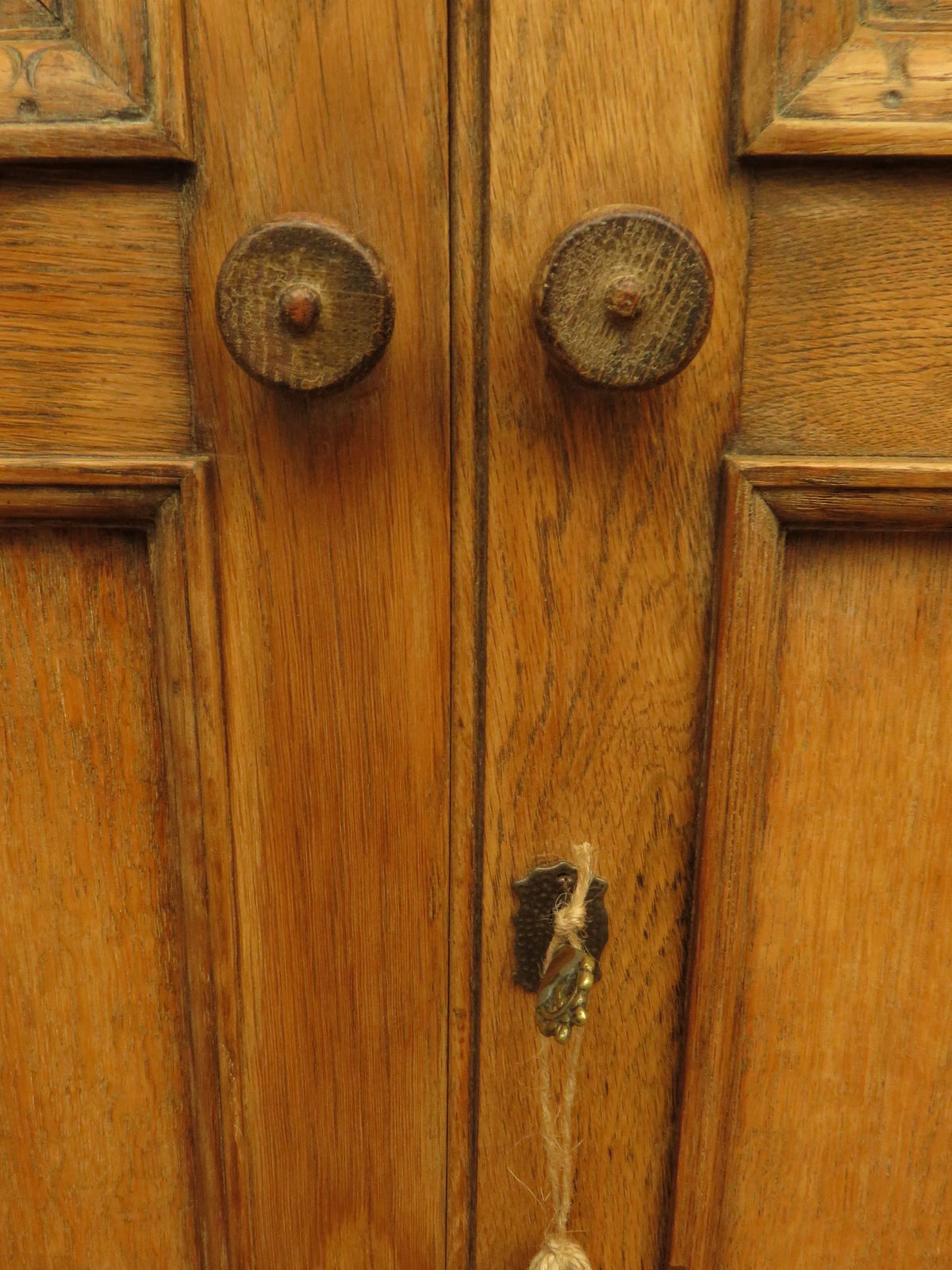 Antique Carved Oak Compactum Wardrobe Gothic Revival Armoire