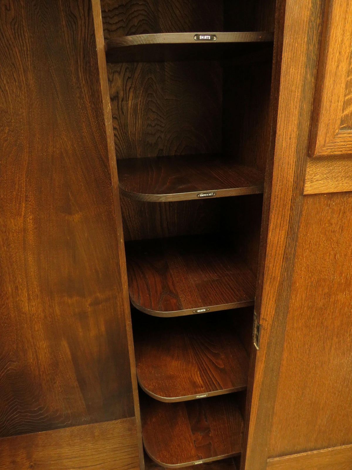 Antique Carved Oak Compactum Wardrobe Gothic Revival Armoire