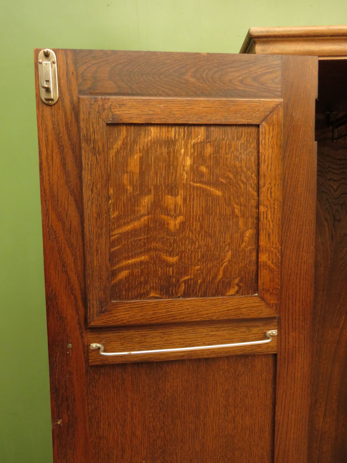 Antique Carved Oak Compactum Wardrobe Gothic Revival Armoire