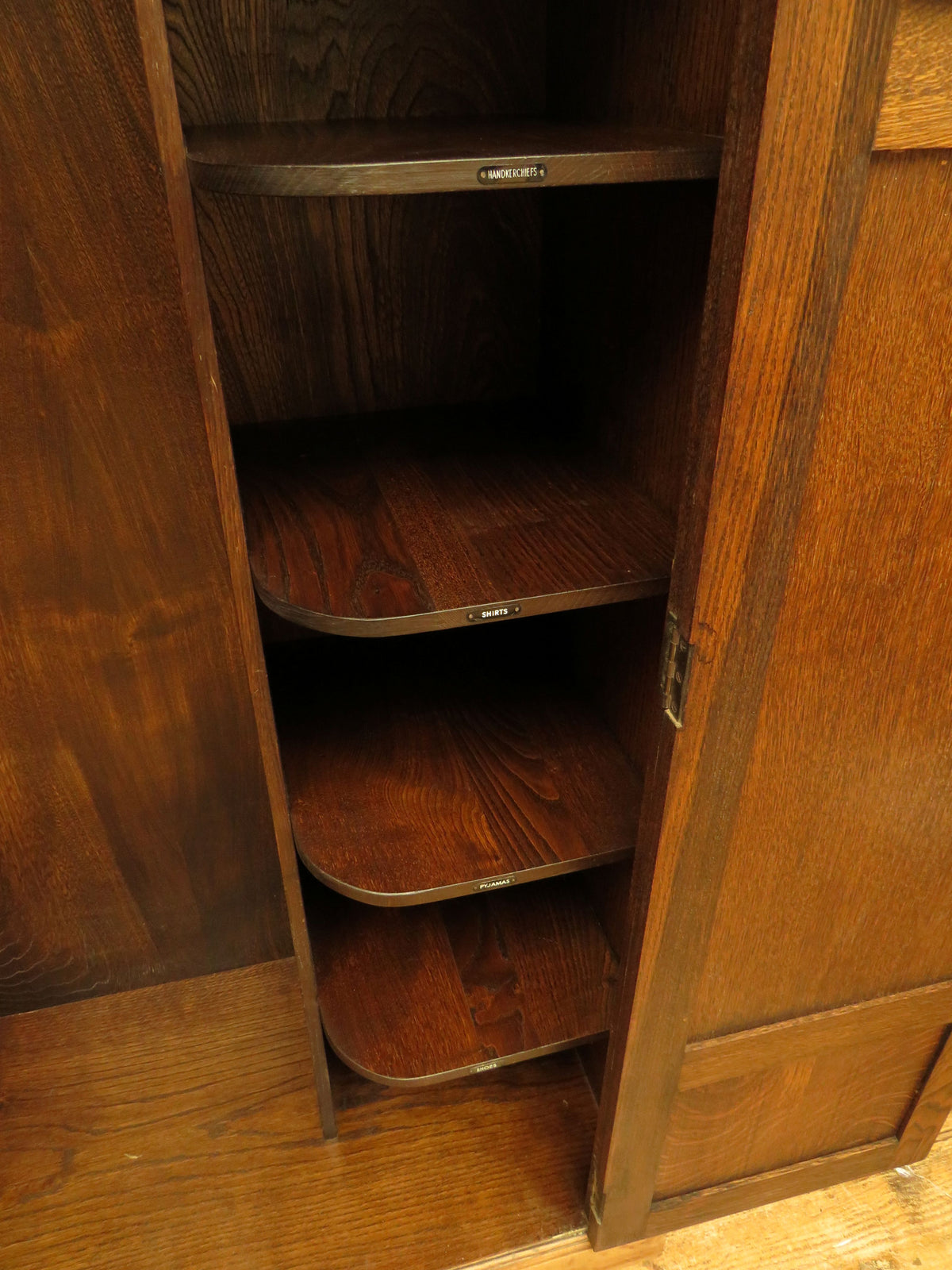 Antique Carved Oak Compactum Wardrobe Gothic Revival Armoire