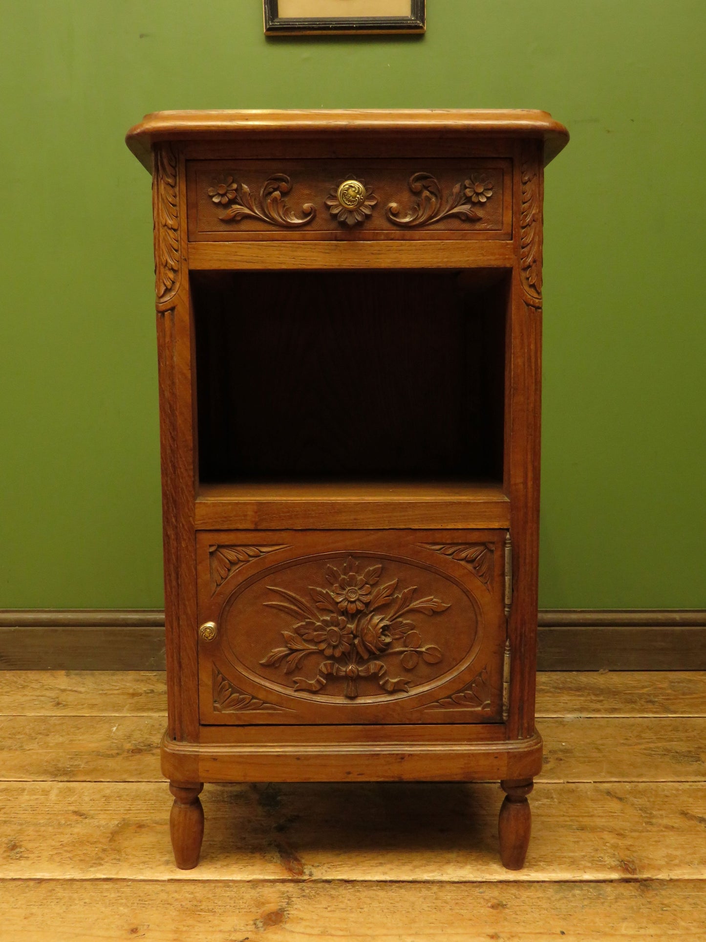 Antique French Bedside Cabinet with ornate carvings