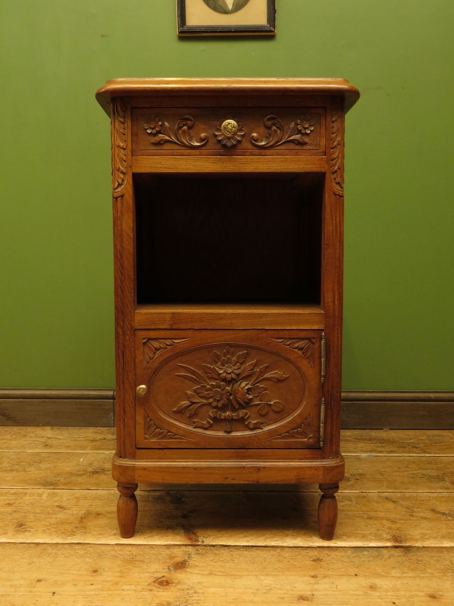 Antique French Bedside Cabinet with ornate carvings