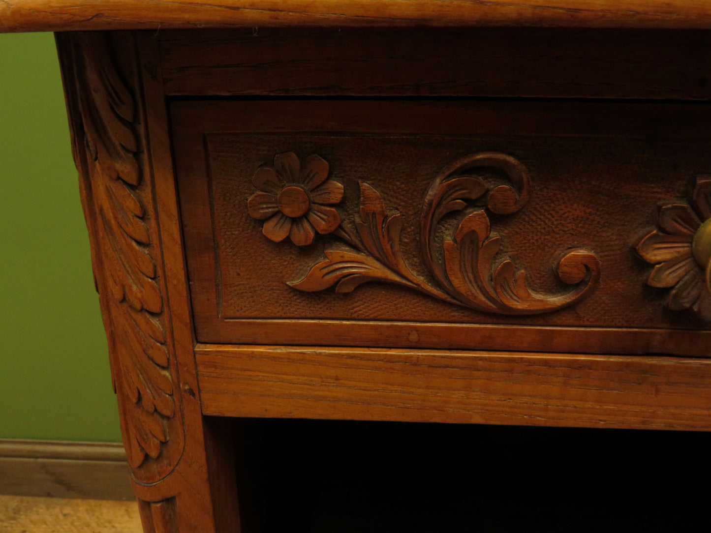 Antique French Bedside Cabinet with ornate carvings