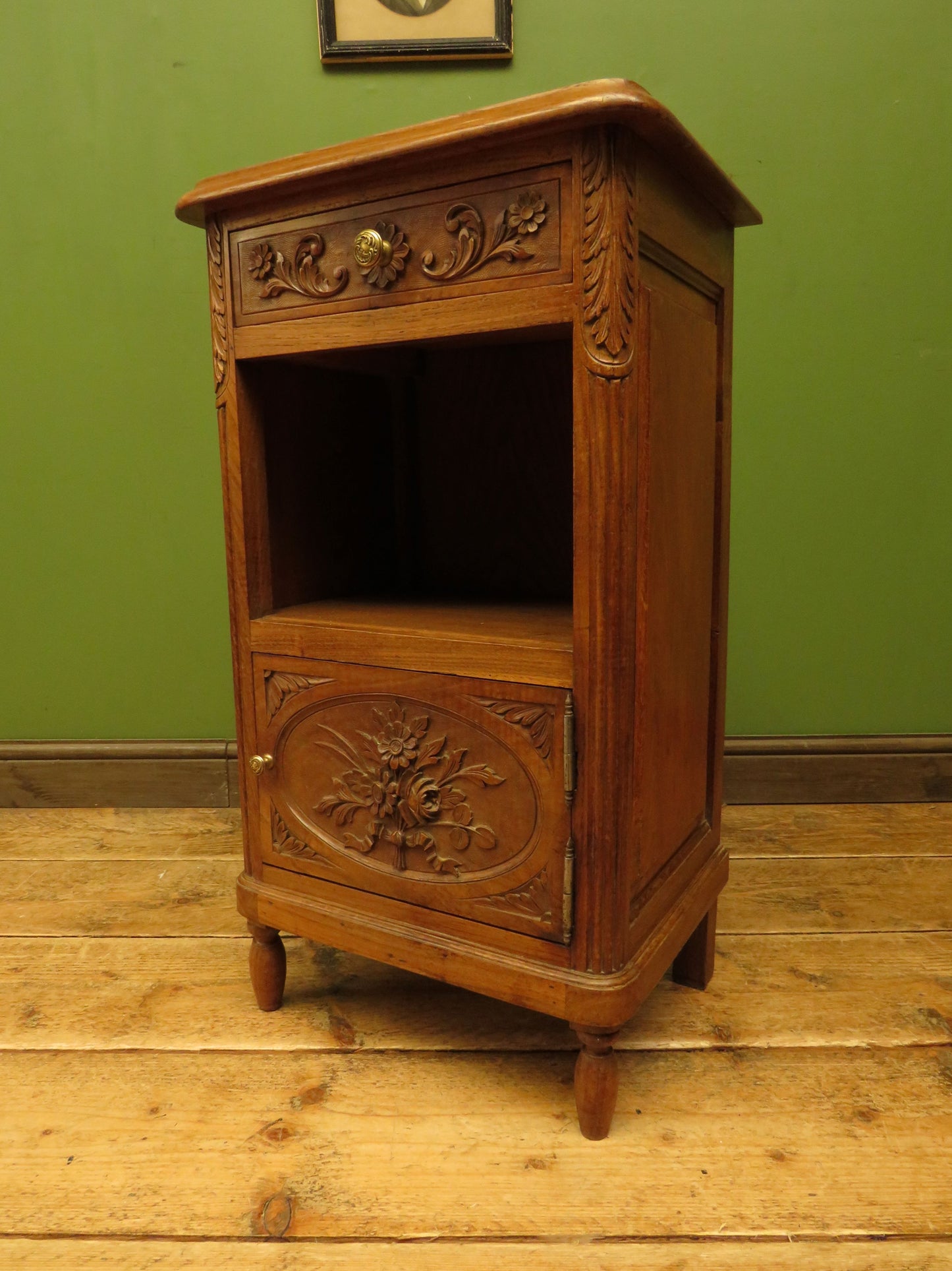 Antique French Bedside Cabinet with ornate carvings