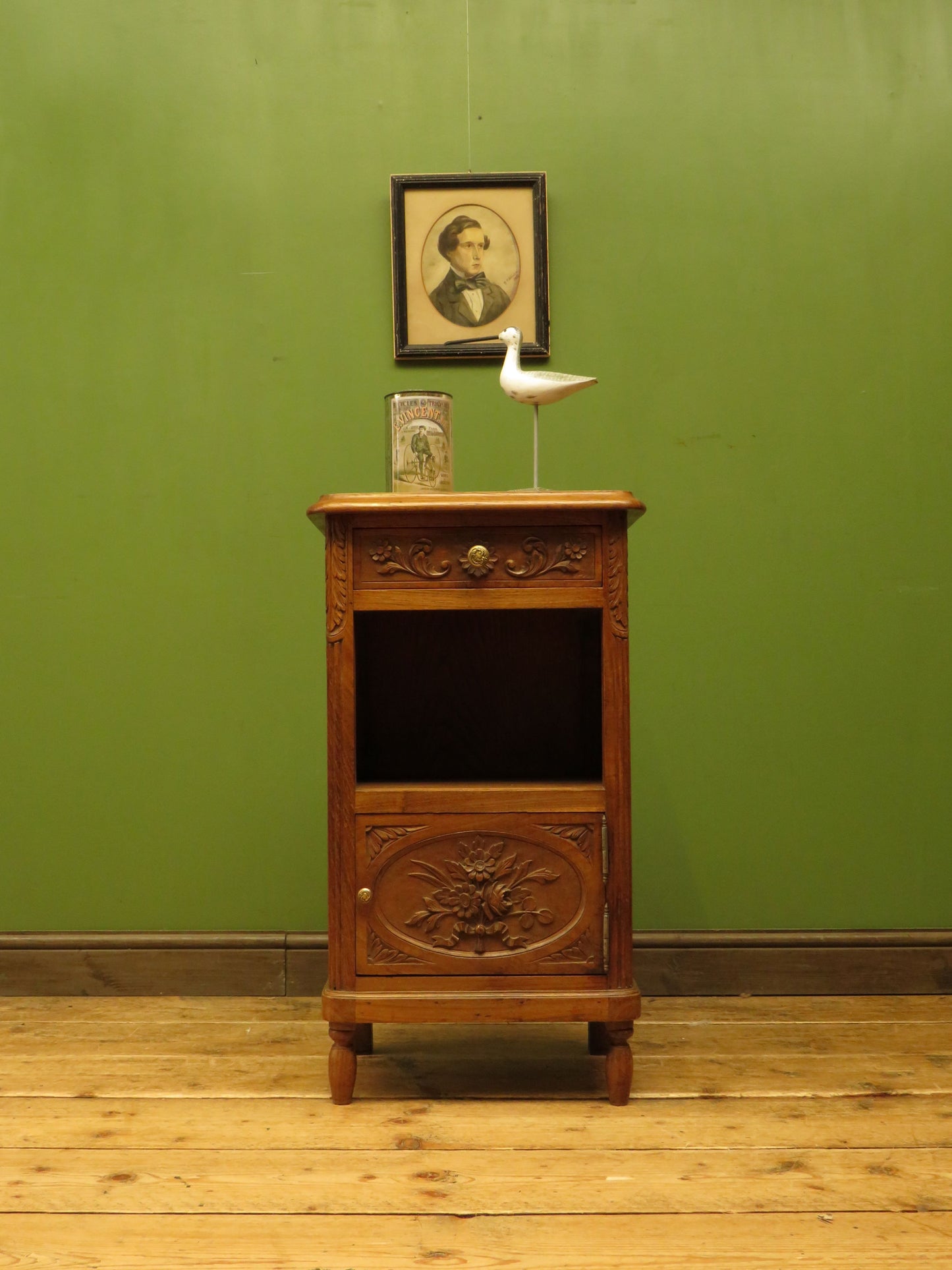 Antique French Bedside Cabinet with ornate carvings