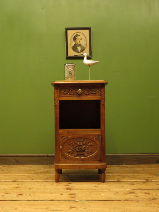 Antique French Bedside Cabinet with ornate carvings