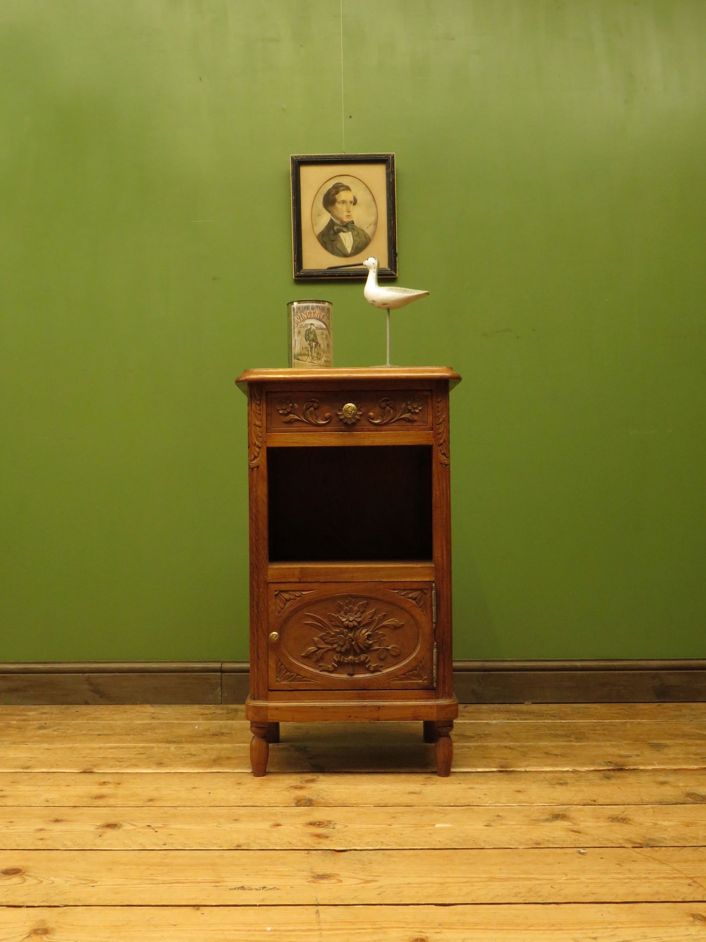 Antique French Bedside Cabinet with ornate carvings