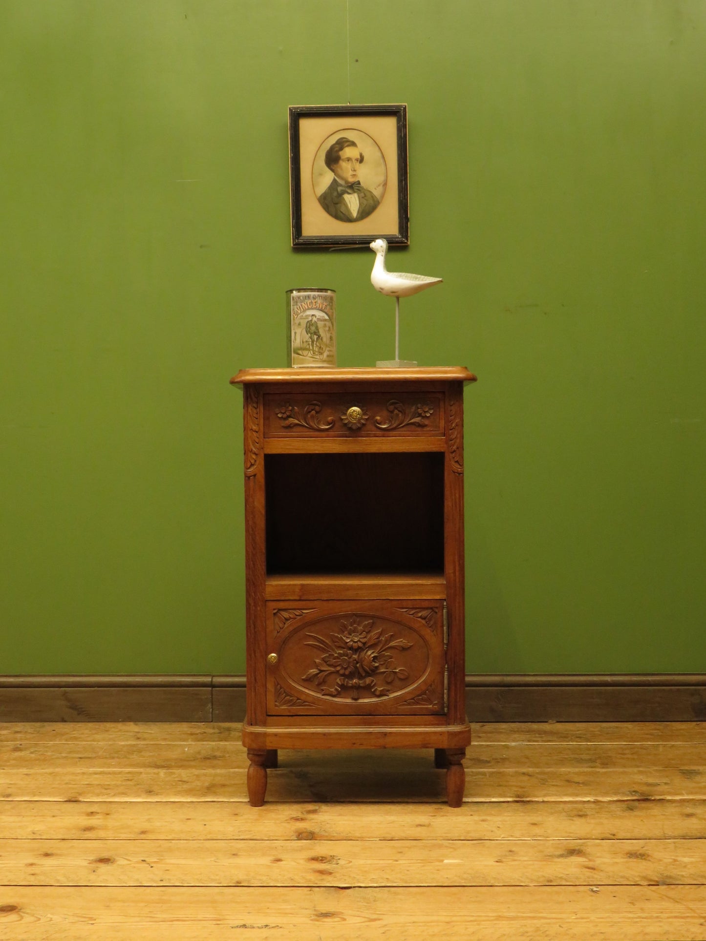 Antique French Bedside Cabinet with ornate carvings