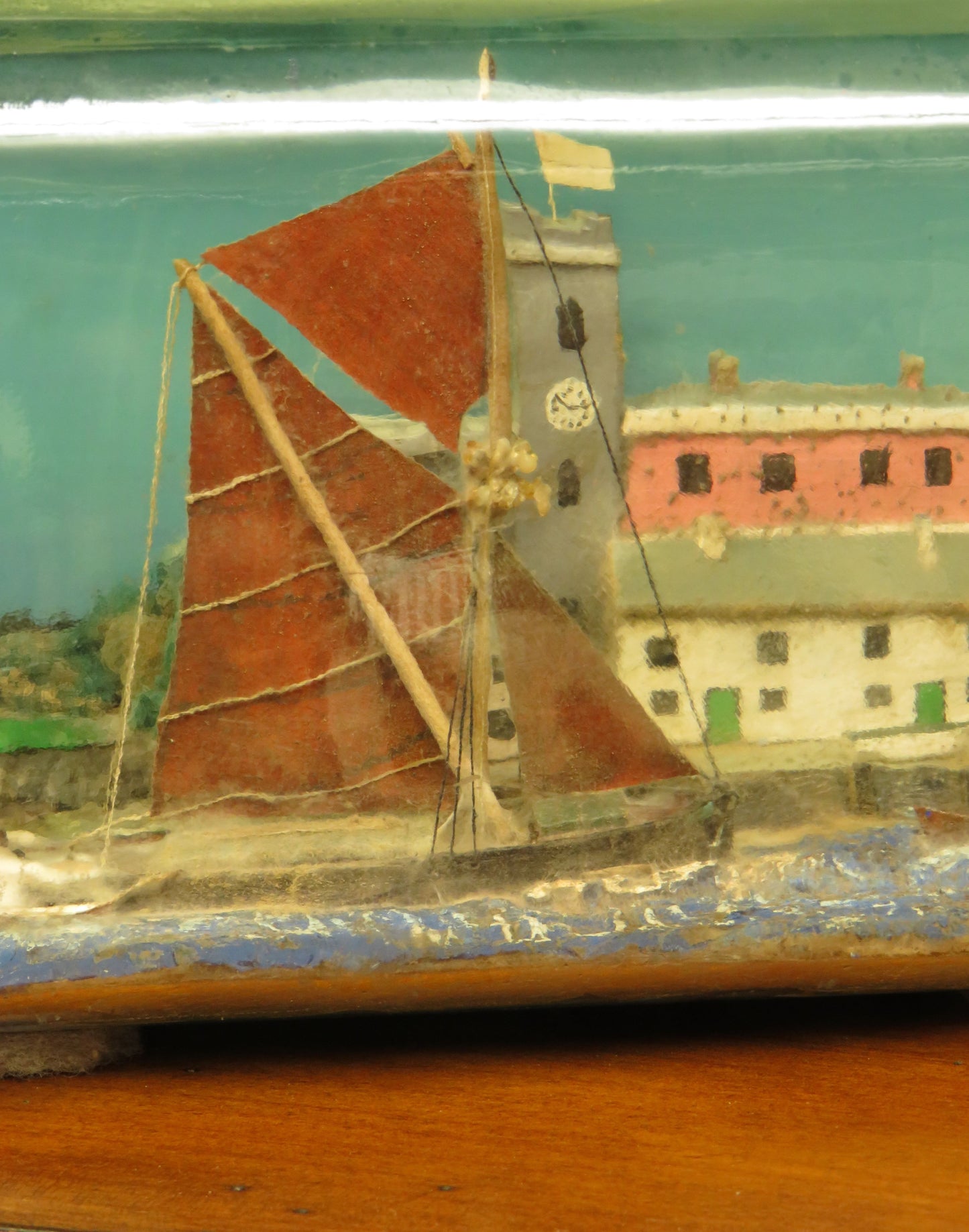 Vintage Ship in Bottle with port Scene in a Jack Daniels Bottle