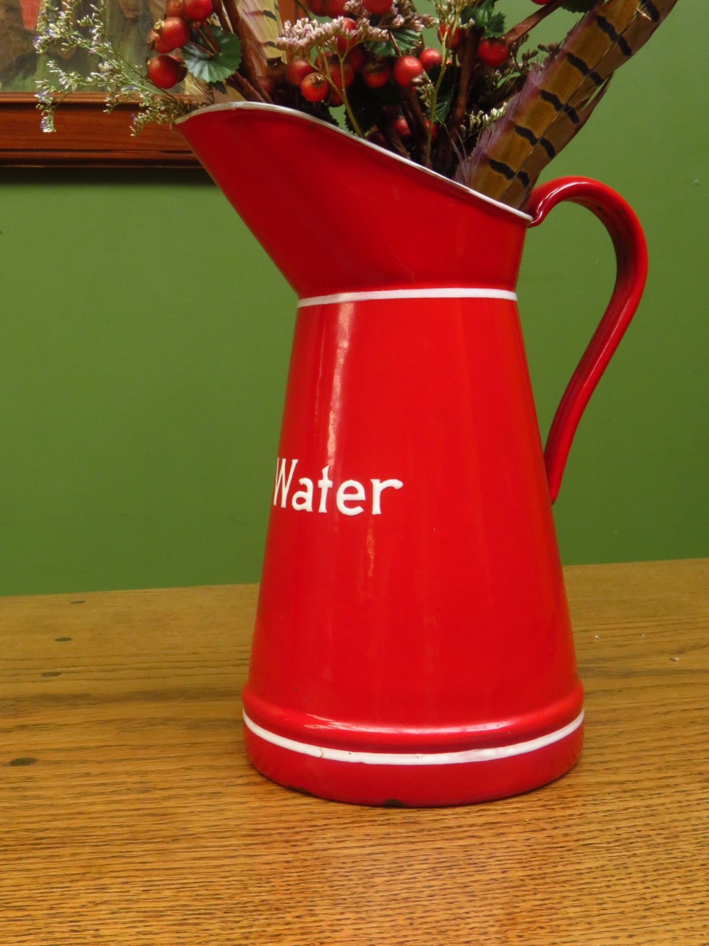 Red Enamel Hot Water Jug from Germany