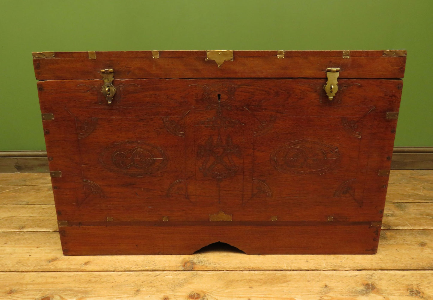 Large 19th Century Burmese Mandalay Box Chest with Fitted Interior