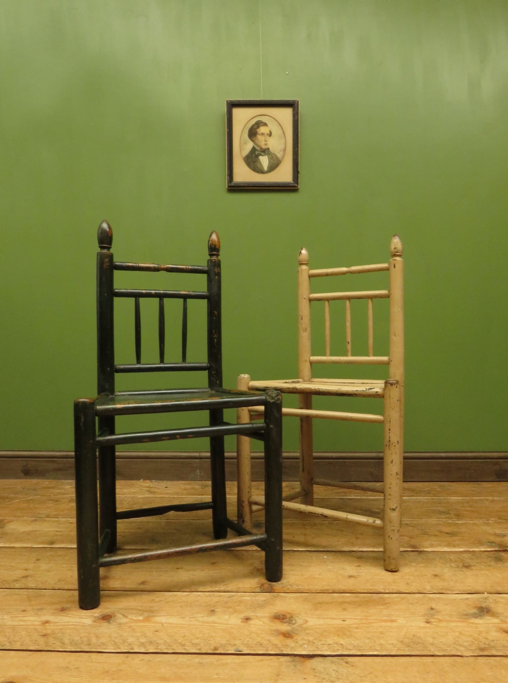 Rustic Spindle Chair Pair of Old Primitive Spindle Chairs with Aged Painted Finish – vintage ...