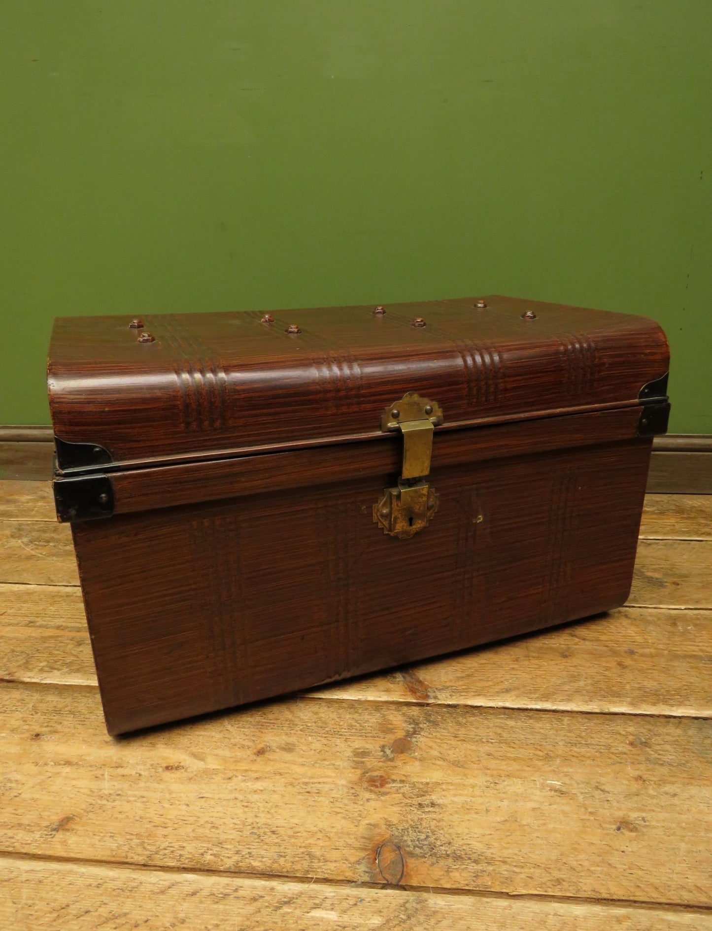 Metal Storage Trunk with Wood Grain finish