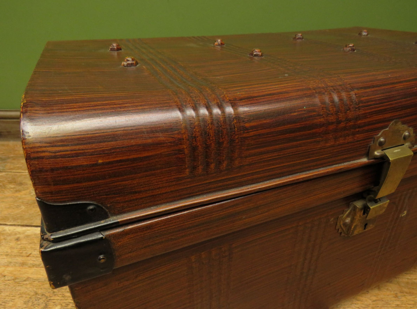 Metal Storage Trunk with Wood Grain finish