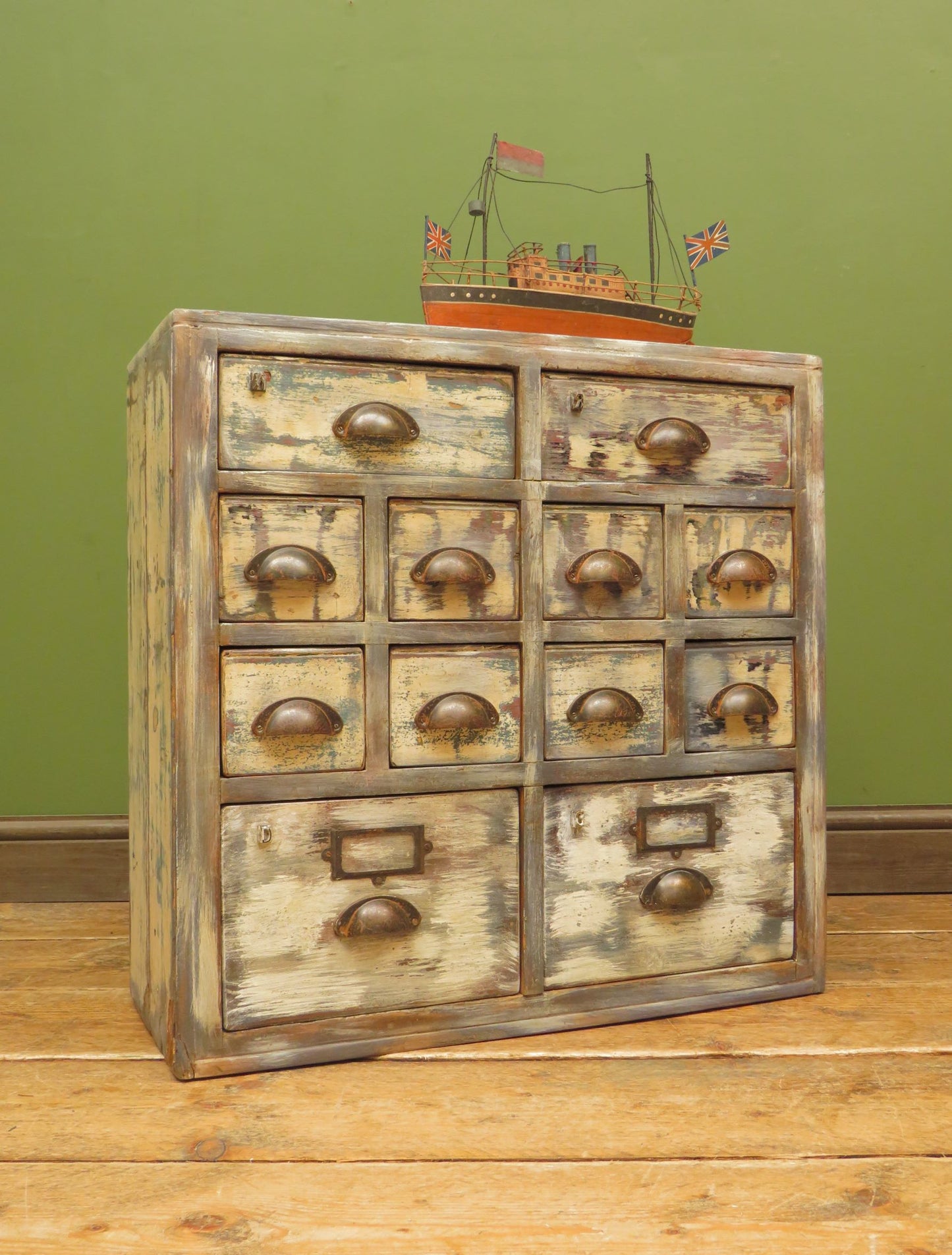Scratch Built Reclaimed Wooden Bank of Drawers